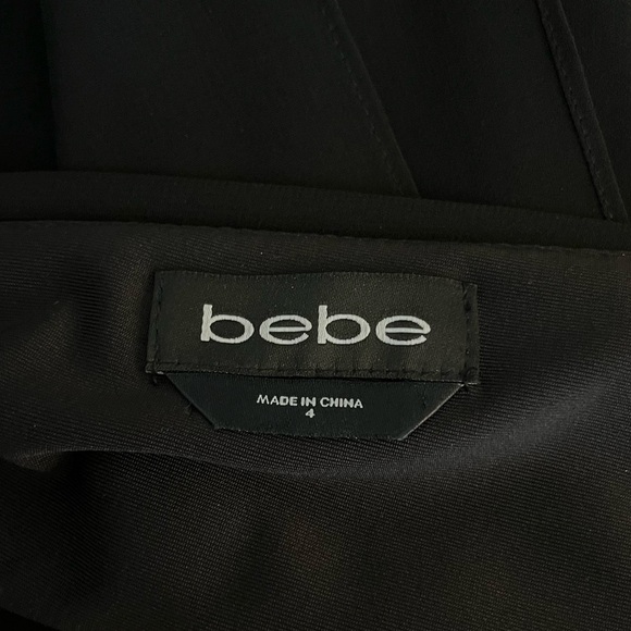 BEBE Size 4 Black Nude Mesh Sexy Chiffon Sleeveless Palazzo Slit Pants Jumpsuit - Picture 12 of 13